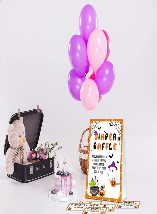 Levitatinyear Halloween Diaper Raffle Game Sign and Card, Halloween Baby Shower Party Game Set, 1 Sign With 50 Raffle Tickets -LK-013 - Image 5