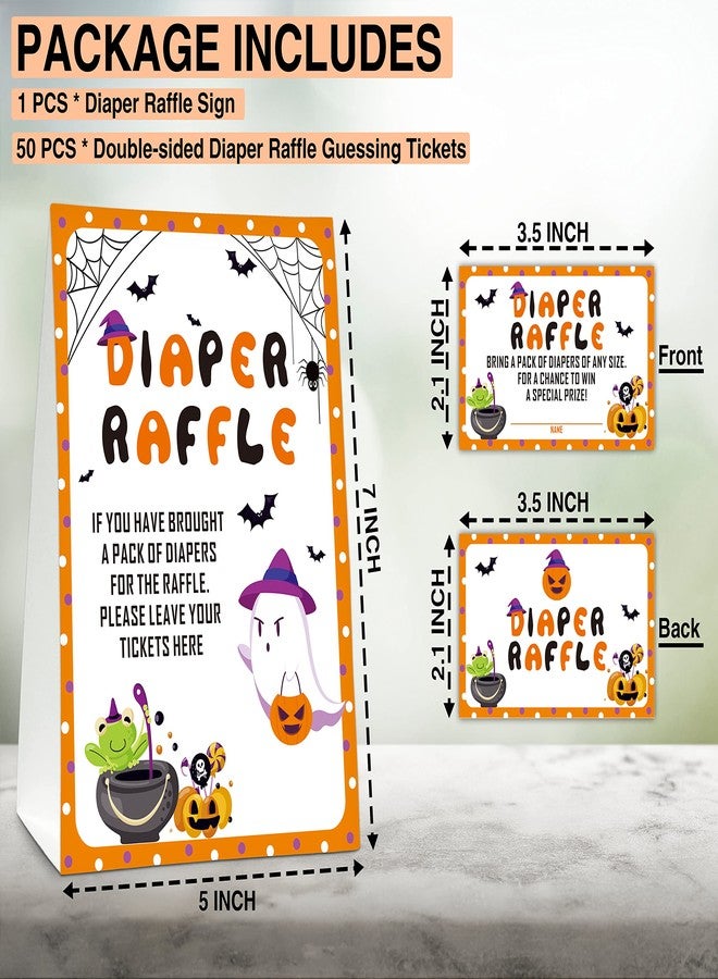 Levitatinyear Halloween Diaper Raffle Game Sign and Card, Halloween Baby Shower Party Game Set, 1 Sign With 50 Raffle Tickets -LK-013 - Image 2