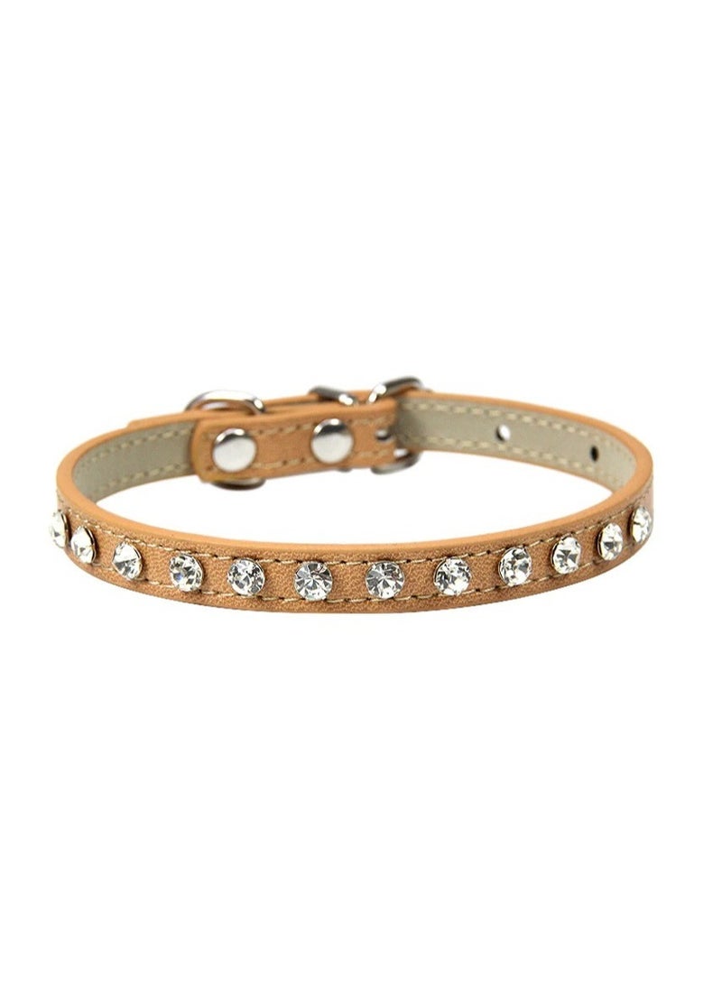 ماركة غير محددة طوق للقطط مزين بالألماس لون بني فاتح مقاس ٣٠  سم - Image 1