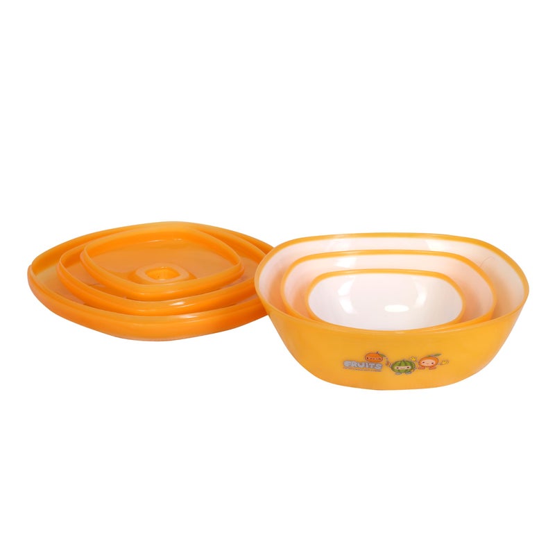 Hexwell Mixing Bowls with Lids for Salad Noodles - Set of 3 Microwave and Freezer Safe Serving Bowl - Orange Color - Image 5