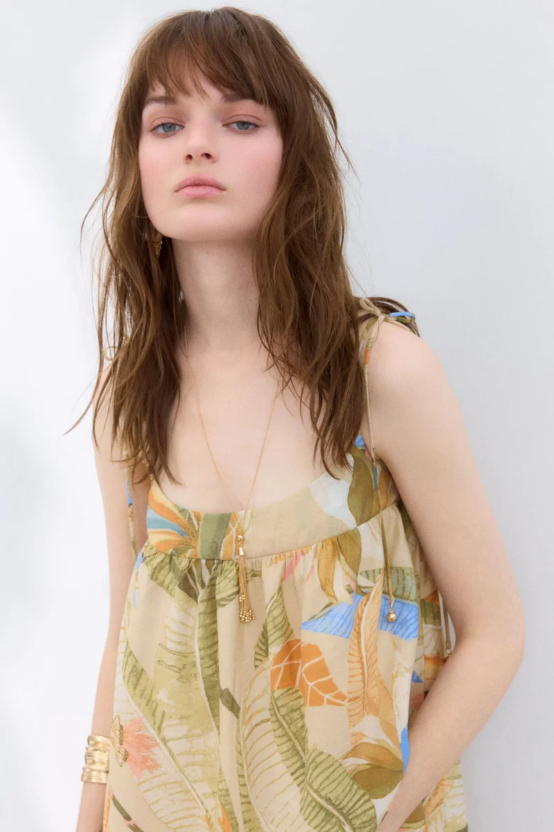 اتش اند ام فستان ماكسي بشريط للربط