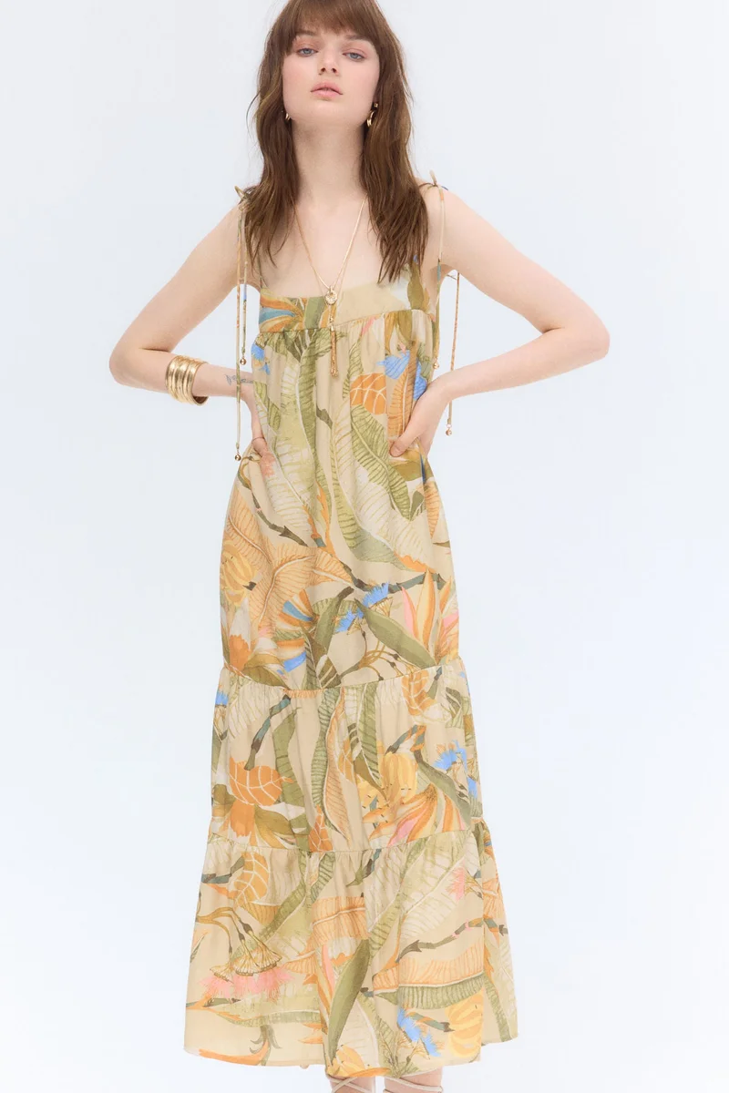 اتش اند ام فستان ماكسي بشريط للربط