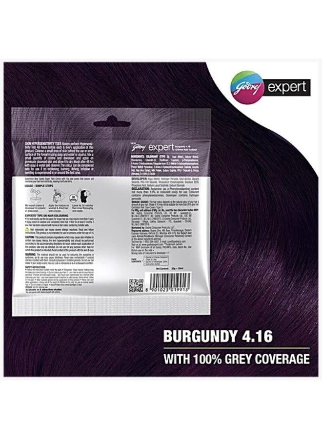 Godrej Expert Rich Creme Hair Colour - Single Use, Long Lasting, 100% Grey Coverage, Burgundy (Pack of 4) - Image 3