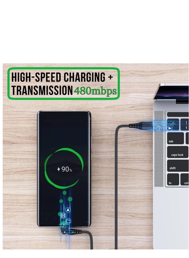 KASTWAVE USB C to USB C Fast Charging Cable 2M 60W with USB A Adapter, 20V3A 180° Rotating Fast Charge Cable, Nylon Braided Fast Charging Cord Type C Compatible with MacBook Pro Air, iPad Pro, Samsung Galaxy - Image 3