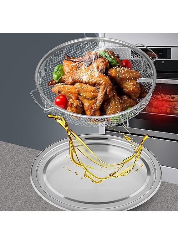 SHREESAMP SHREESAMP Round Air Fryer Basket with Removable Tray NonStick Easy Cleanup Ideal for Crispy Snacks Meals Air Fryers Heat Distribution Washing Vegetables Fruits  - Image 5