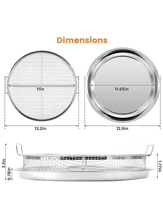 SHREESAMP SHREESAMP Round Air Fryer Basket with Removable Tray NonStick Easy Cleanup Ideal for Crispy Snacks Meals Air Fryers Heat Distribution Washing Vegetables Fruits  - Image 4