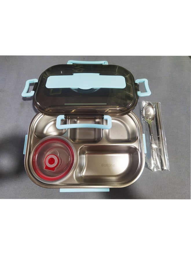 Daily Use Lunch Box/freshness Preservation Box Rice Box/freshness Preservation Box Rice-Specifications:Five-compartment Soup Bowl Blue (spoon To Chopsticks) Large 1500ml