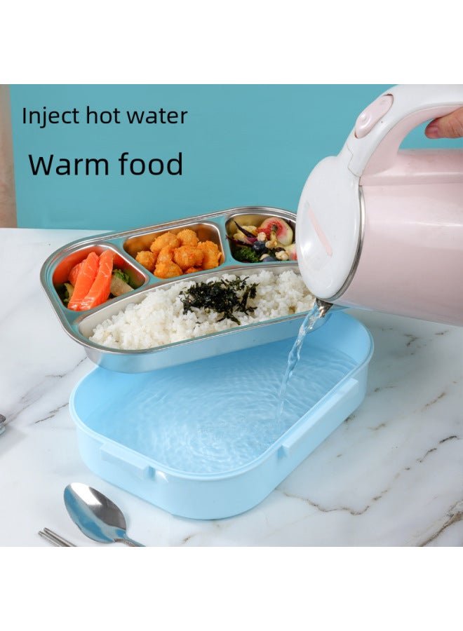 Daily Use Lunch Box/freshness Preservation Box Rice Box/freshness Preservation Box Rice-Specifications:Five-compartment Soup Bowl Blue (spoon To Chopsticks) Large 1500ml