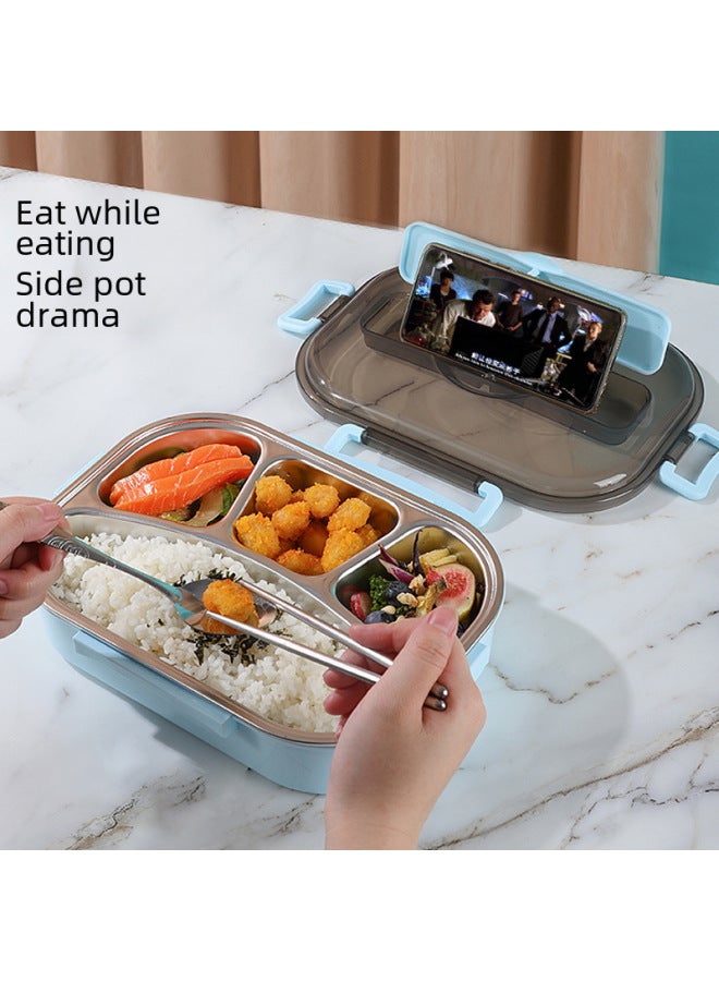 Daily Use Lunch Box/freshness Preservation Box Rice Box/freshness Preservation Box Rice-Specifications:Five-compartment Soup Bowl Blue (spoon To Chopsticks) Large 1500ml