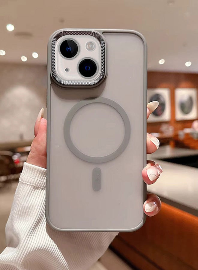 Premium Shockproof MagSafe Case for iPhone 15 with Metal Camera Frame – Stylish Matte Magnetic Mobile Cover for Men, Women & Youth – Anti-Fingerprint, Camera Protection, Drop Resistant (Grey)  - Image 1