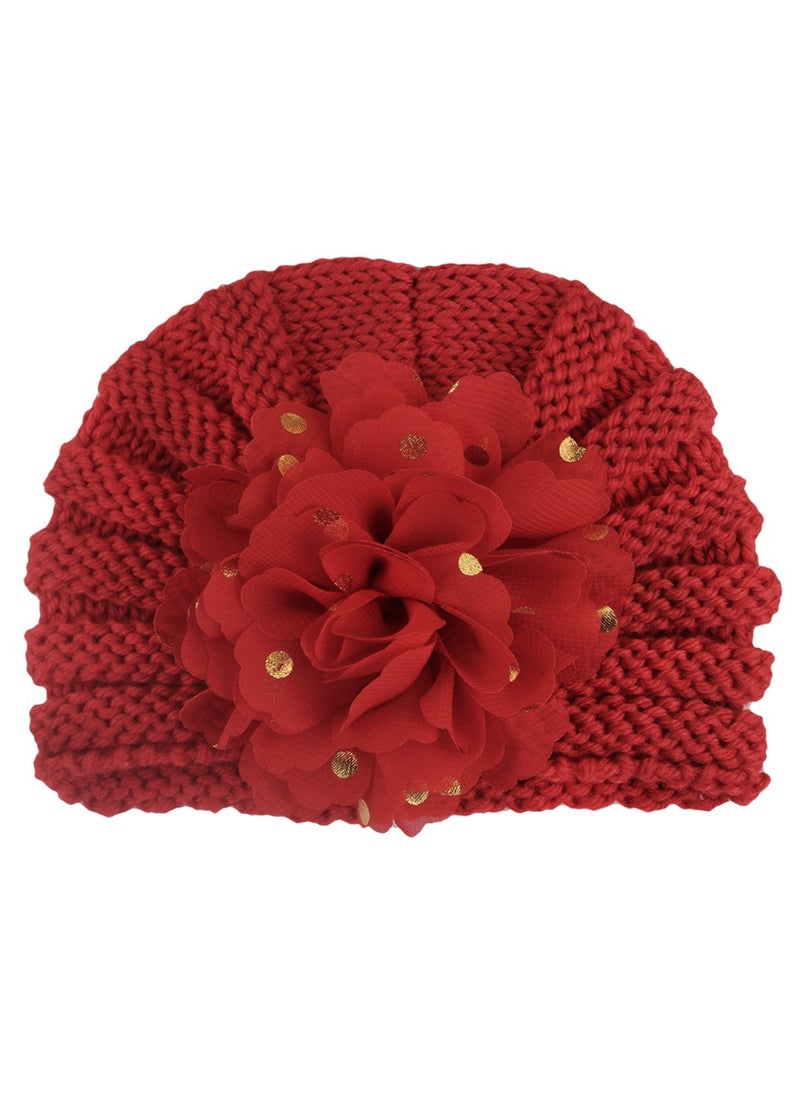 Generic Newborn Baby Knitting Flowers Hats Baby Girls Toddler Infant Turban Head Cap, Red 
