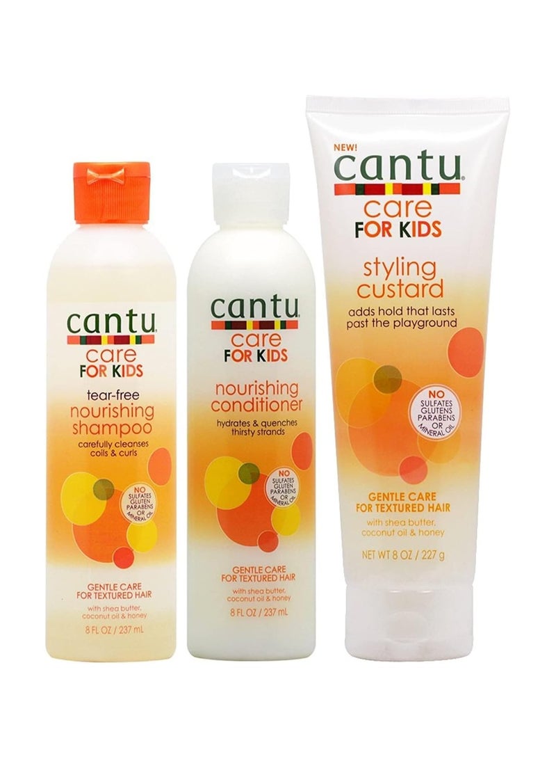 Cantu مجموعة شامبو + بلسم + كاسترد تصفيف كانتو للأطفال