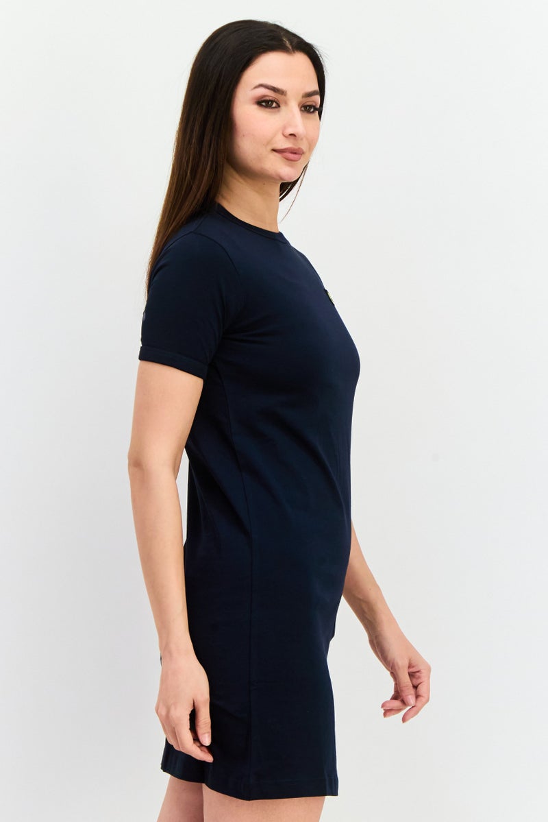 Lyle & Scott Women Brand Logo Casual Mini T Shirt Dress, Navy - Image 2