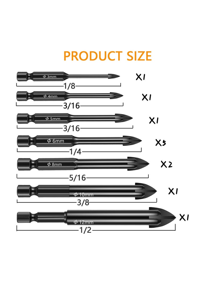 Y&D 12PCS Drill Bit Set for Glass & Concrete, Tungsten Carbide Tip Bits Concrete Wall Mirror and Ceramic Tile on Brick 3-12Mm  - Image 4