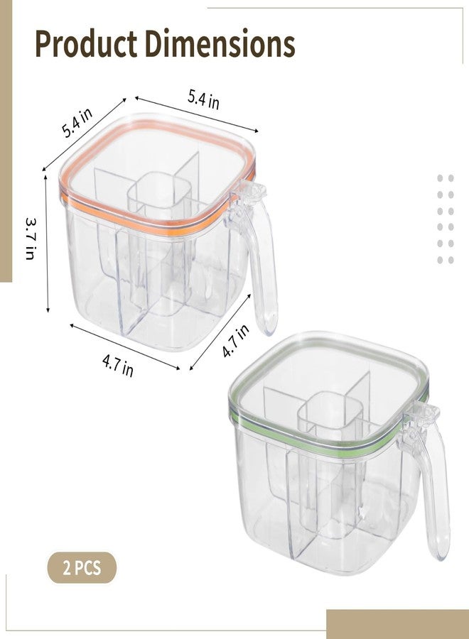 Homaisson 2 Pcs 4-Compartment Seasoning Boxes, Sealed Seasoning Containers with Lids & Spoons, Transparent Spice Organizers, Space-Saving Condiment Jars for Salt, Sugar, Pepper - Image 4