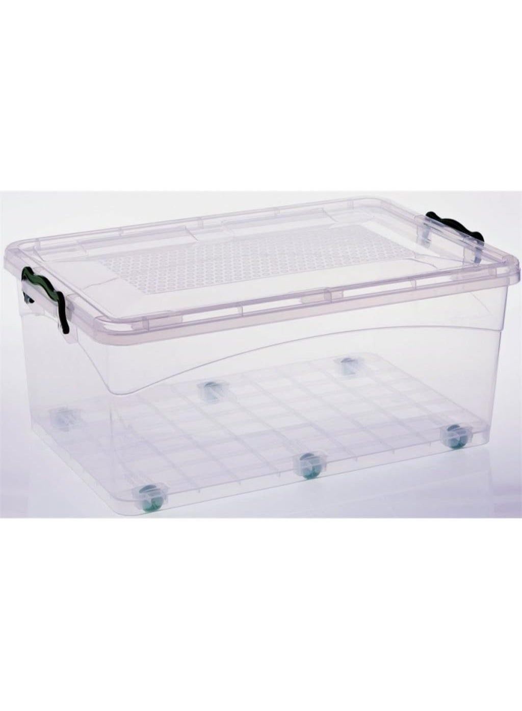 40L Large Plastic Storage Box with Lid & Wheels | Clear Stackable Organizer Container for Clothes, Toys, Bedding, Kitchen & Home Storage | Heavy-Duty Transparent Storage Bin – Model 1142-08