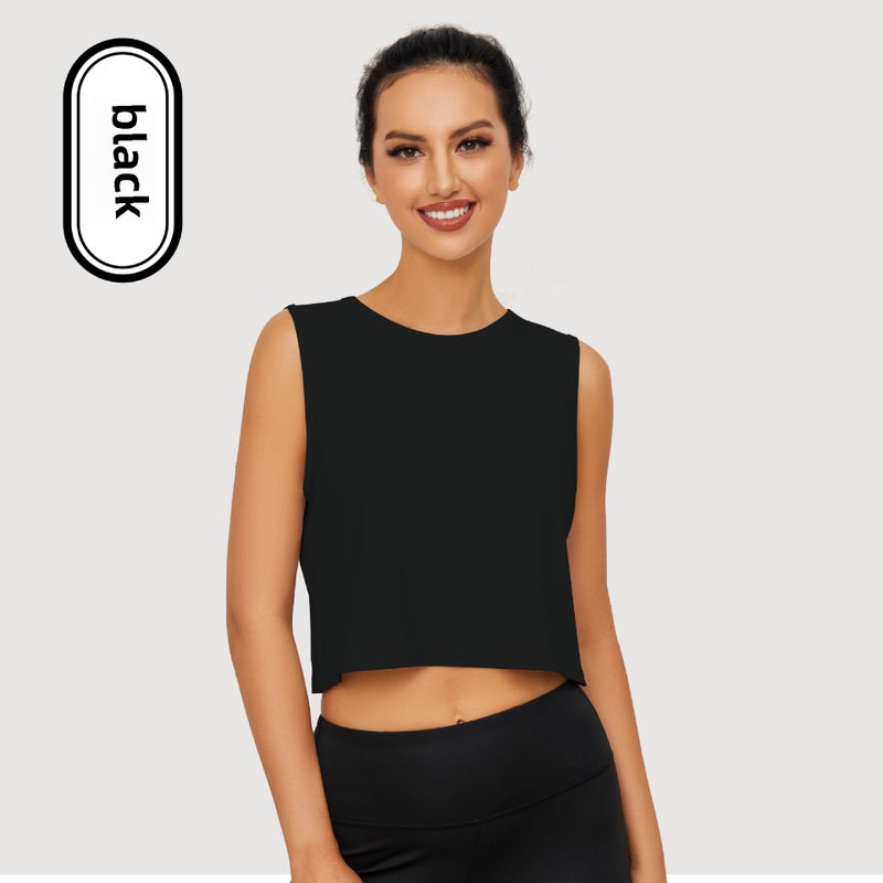 Breathable Quick-Dry Yoga Tank Top Women 2024 Black (short) - Image 1