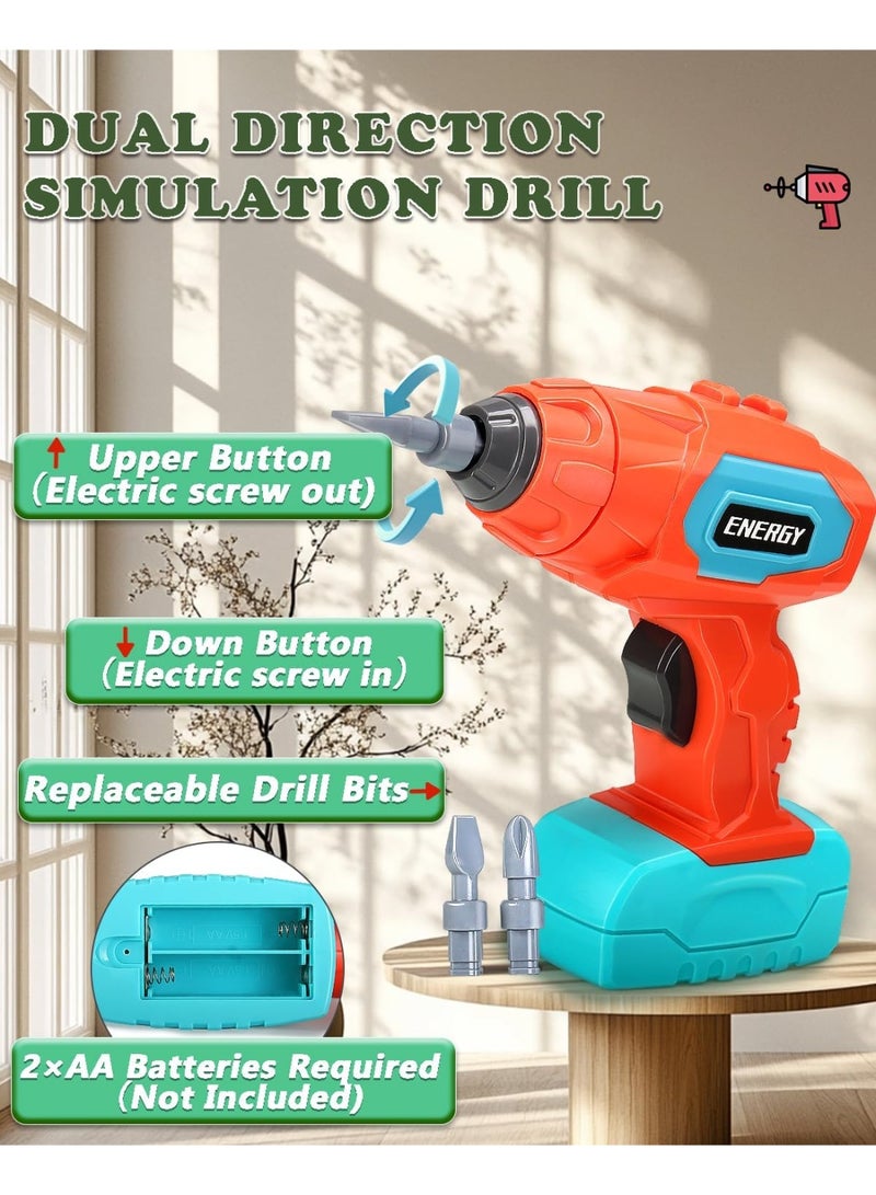 كيلا مجموعة أدوات للأطفال، مجموعات صناديق أدوات للأطفال الصغار، صندوق أدوات مونتيسوري السحري للعب مع مثقاب كهربائي ومفك براغي، مجموعات بناء، ألعاب تصميم إبداعية عملية - Image 2