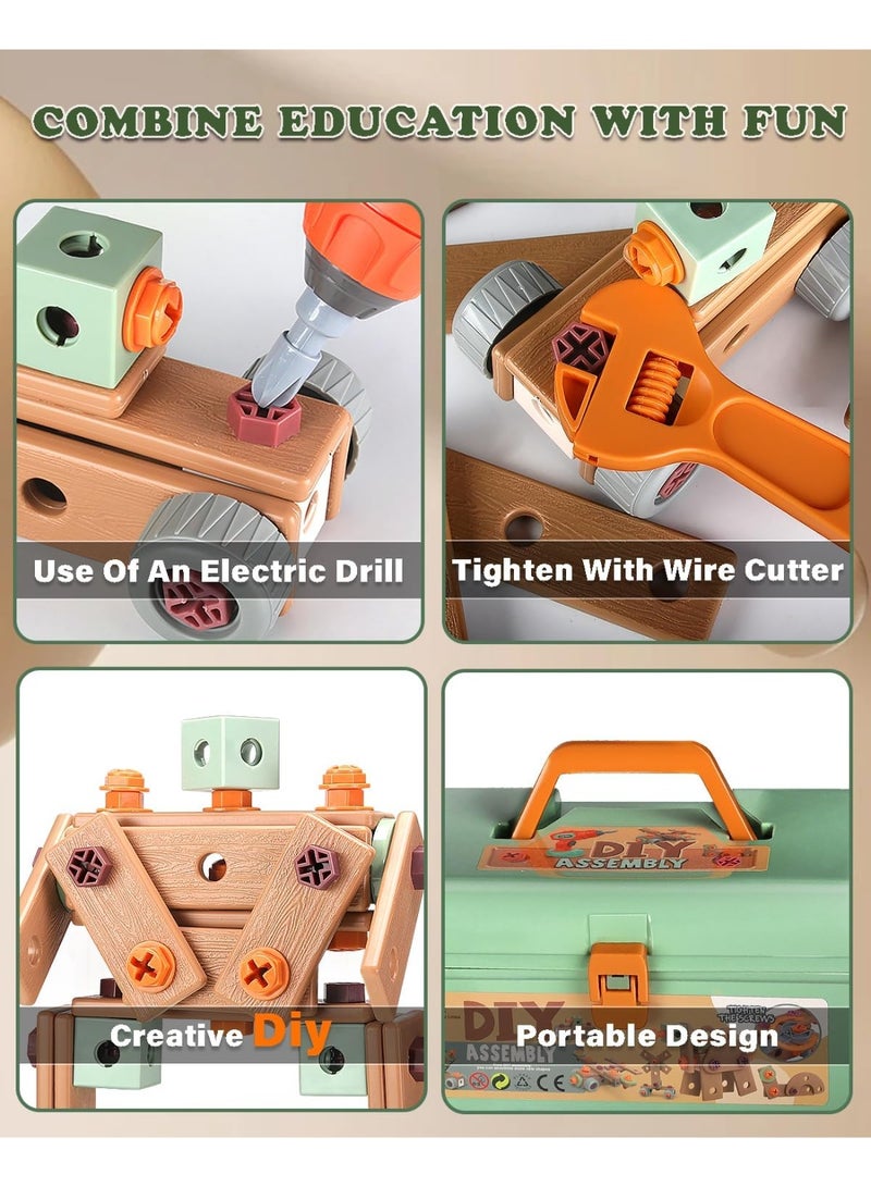 كيلا مجموعة أدوات للأطفال، مجموعات صناديق أدوات للأطفال الصغار، صندوق أدوات مونتيسوري السحري للعب مع مثقاب كهربائي ومفك براغي، مجموعات بناء، ألعاب تصميم إبداعية عملية - Image 5