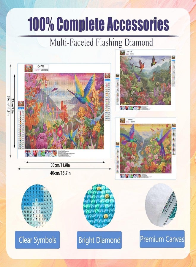 EWJRNSF 5D Diamond Painting Kits for Adults Beginners, Diamond Arts Kits Diamond Art Sets,Gem Painting Arts & Crafts Home Wall Decoration 11.8x15.7 Inches 3 Pack Hummingbird - Image 2