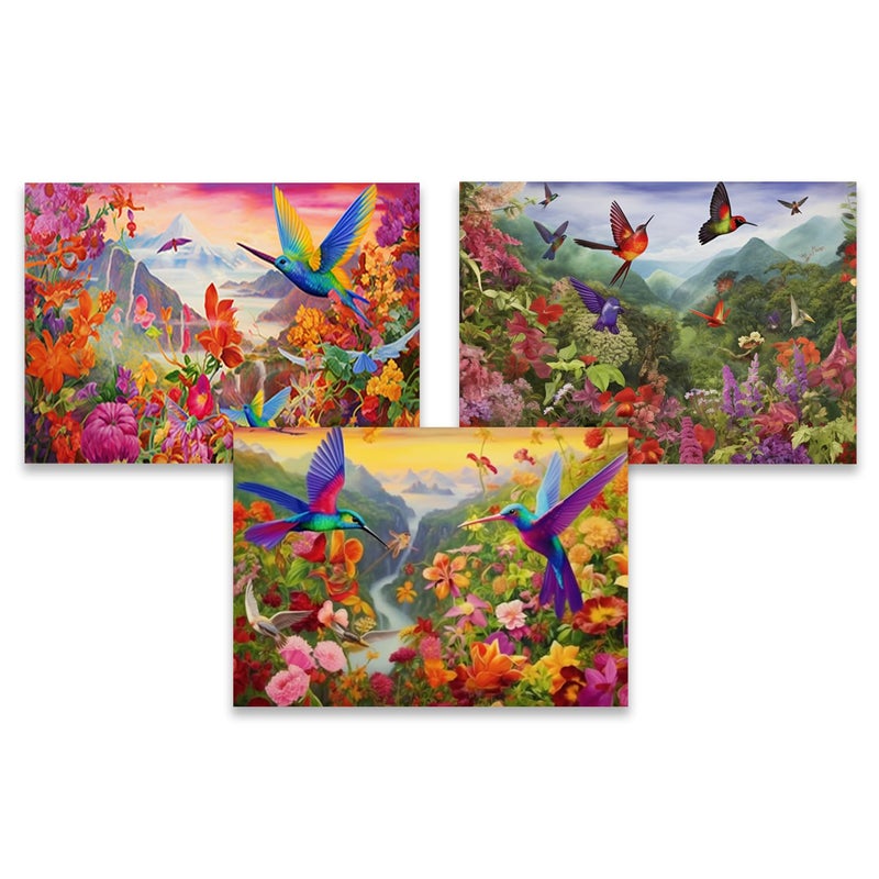 EWJRNSF 5D Diamond Painting Kits for Adults Beginners, Diamond Arts Kits Diamond Art Sets,Gem Painting Arts & Crafts Home Wall Decoration 11.8x15.7 Inches 3 Pack Hummingbird - Image 1