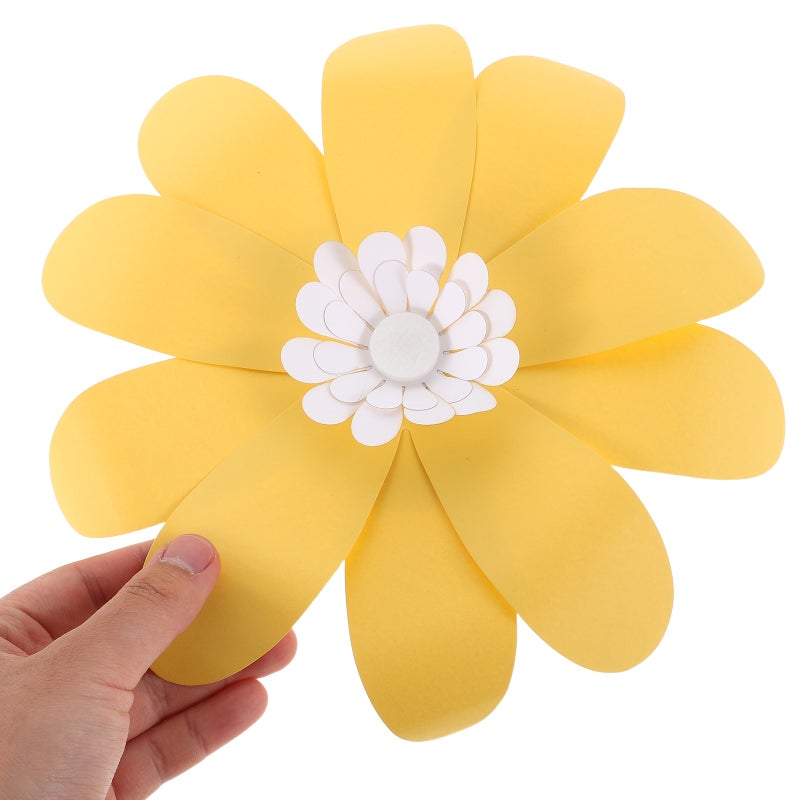 2pcs Paper Flower Decal: Floral Decorations For Living Room Bedroom Crafts DIY Wedding Backdrop And Seasonal Party Decoration Yellow - Image 2