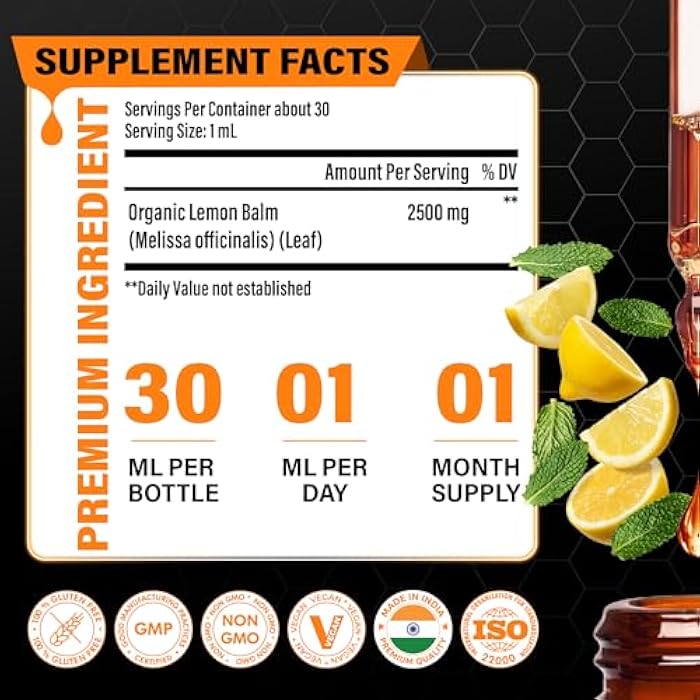 Tenmido Lemon Balm Tincture 2500mg - Herbal Extract Liquid Supplement | Alcohol-Free, Vegan, Non-GMO - 30ml 1 Fl Oz - Image 3