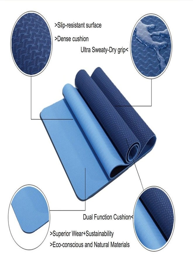 Kobo 6 mm Yoga Exercise Fitness Workout Non Slip Mat 183cm x 61cm x 0.6cm - 6mm Thick Dual Tone Sticky Mat - Image 4
