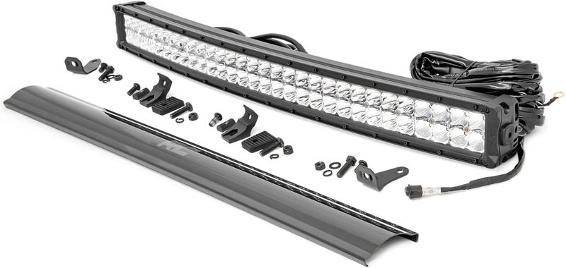 Rough Country 30" Dual Row Curved LED Light Bar with White DRL - 300W, 27000 Lumen CREE LED, Spot Flood Combo Beam for Off-Road Truck, Jeep, UTV - Image 1