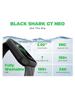 BLACK SHARK GT Neo smart watch for women and men 2.02 inch TFT screen with answer and make calls, IP68 waterproof heart rate blood oxygen sleep tracker more than 120 sports modes  - Image 4