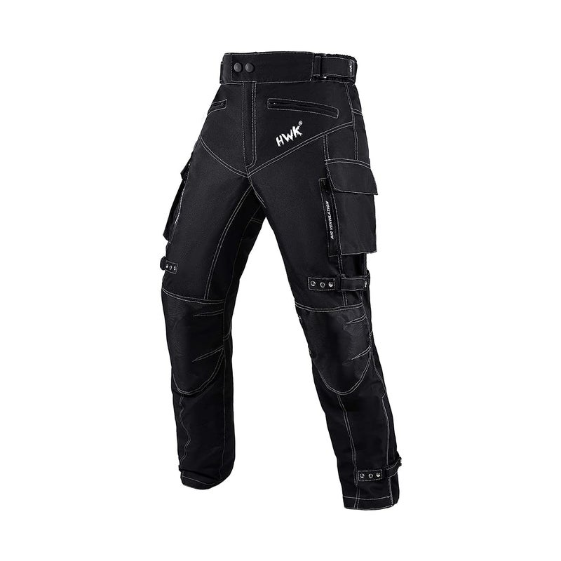 HWK Motorcycle Pants for Men and Women with Water Resistant Cordura Textile Fabric for Enduro Motocross Motorbike Riding & Impact Armor, Dual Sport Motorcycle Pants with 36"-38" Waist, 30" Inseam - Image 1