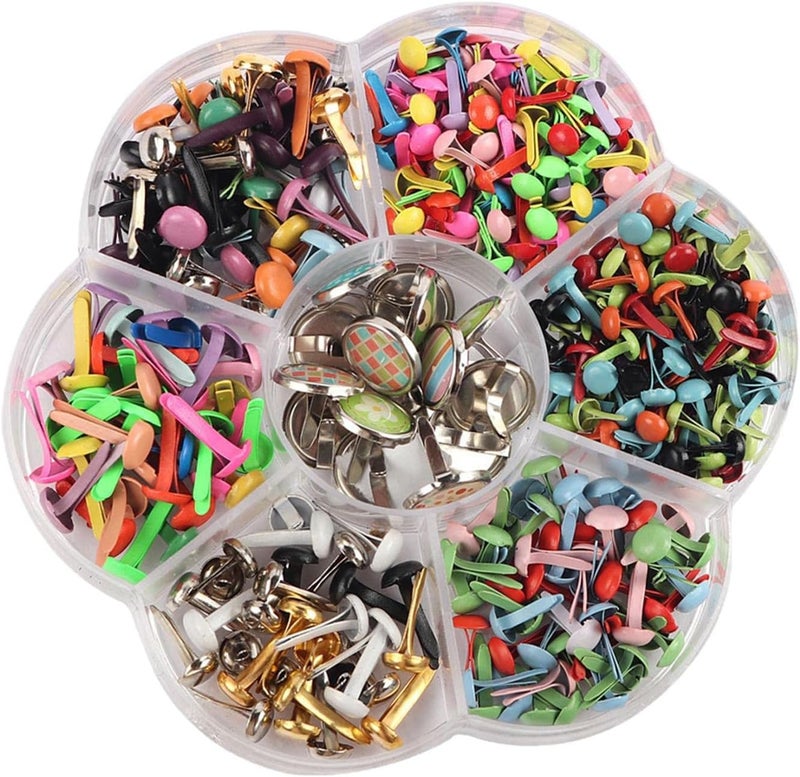 كلاراكو دبابيس صغيرة لتزيين سجلات القصاصات، دبابيس معدنية ملونة متنوعة لتثبيت الورق، دبابيس مشقوقة لمشاريع الحرف اليدوية الورقية، ختم وتزيين سجلات القصاصات، 240 قطعة - Image 1