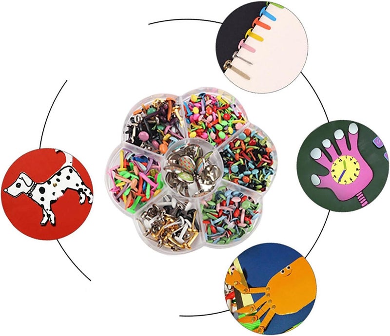 كلاراكو دبابيس صغيرة لتزيين سجلات القصاصات، دبابيس معدنية ملونة متنوعة لتثبيت الورق، دبابيس مشقوقة لمشاريع الحرف اليدوية الورقية، ختم وتزيين سجلات القصاصات، 240 قطعة - Image 4