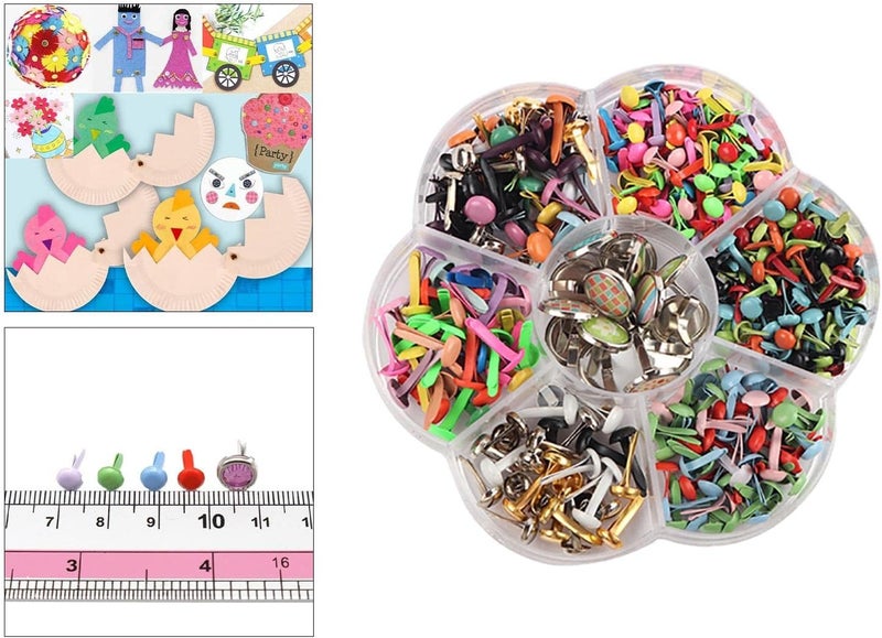 كلاراكو دبابيس صغيرة لتزيين سجلات القصاصات، دبابيس معدنية ملونة متنوعة لتثبيت الورق، دبابيس مشقوقة لمشاريع الحرف اليدوية الورقية، ختم وتزيين سجلات القصاصات، 240 قطعة - Image 3