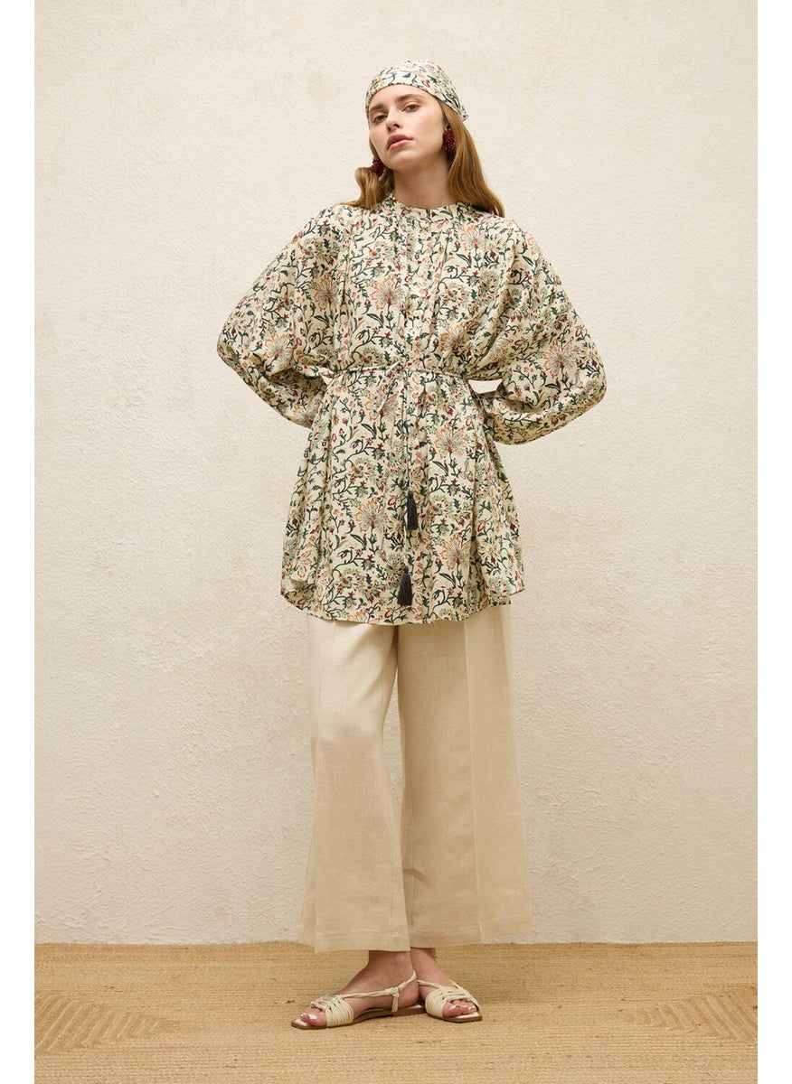 Manuka Linen Trousers with Iron Trace Beige  - Image 1