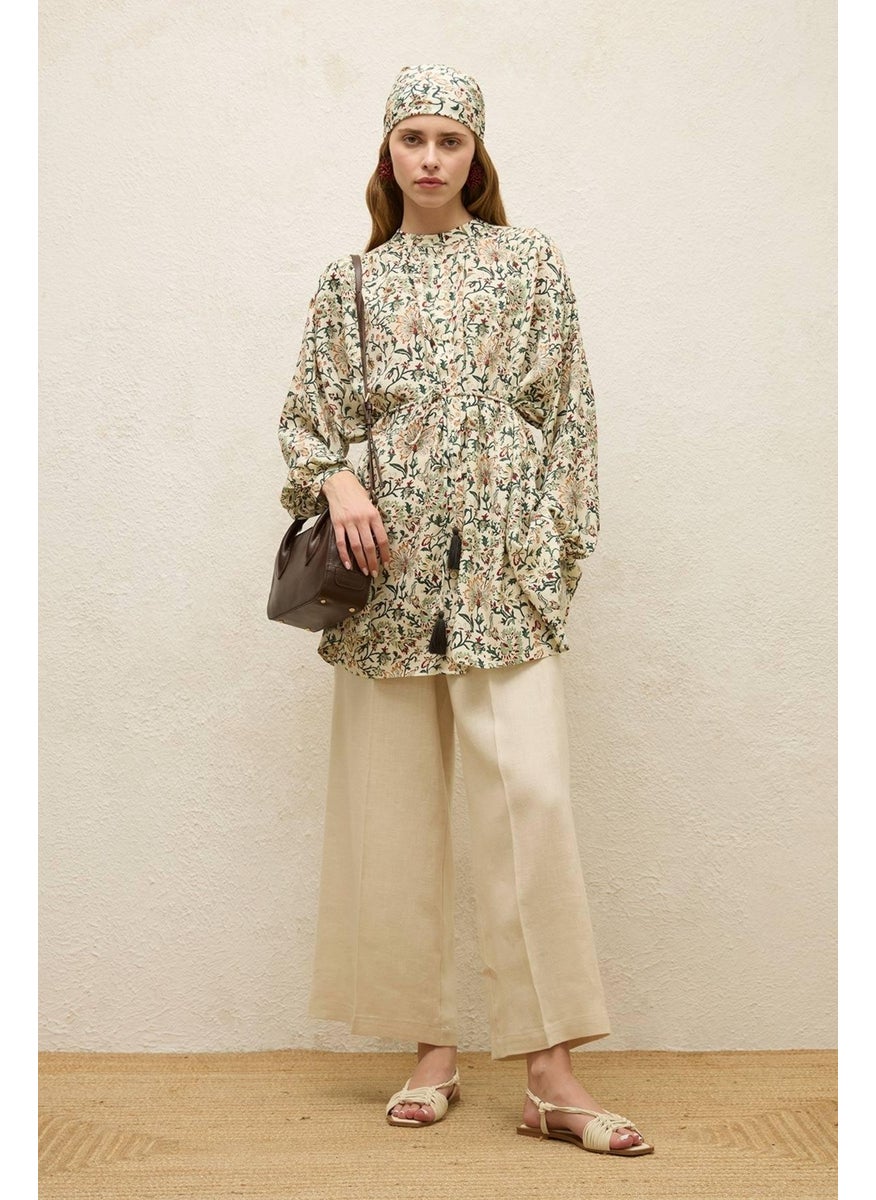 Manuka Linen Trousers with Iron Trace Beige  - Image 2