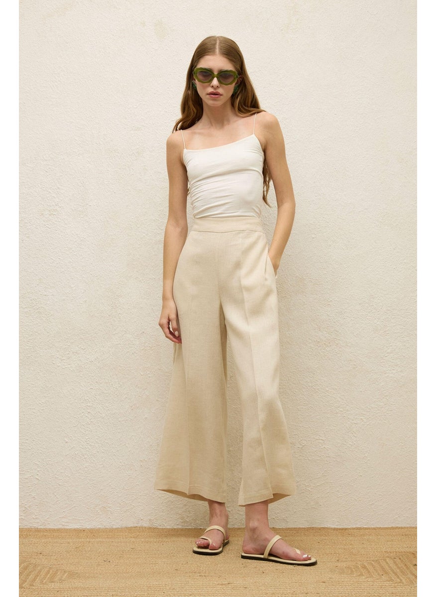 Manuka Linen Trousers with Iron Trace Beige  - Image 3
