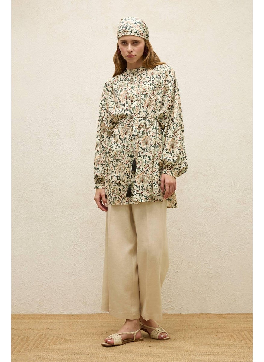 Manuka Linen Trousers with Iron Trace Beige  - Image 4