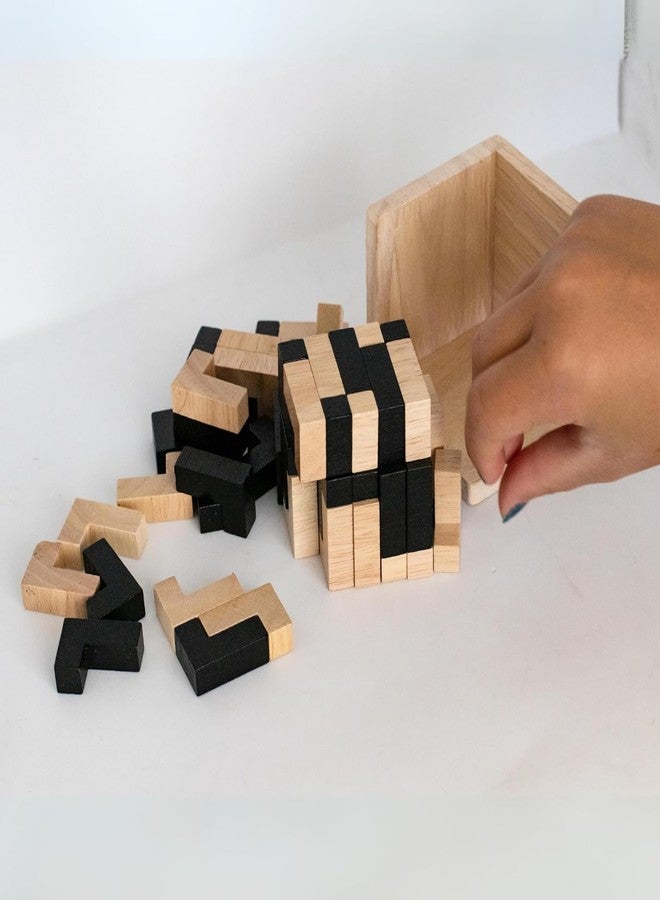 VALUEVIBES Wooden Brain Teaser Puzzle Cube - 3D T&L Shaped Tetris Blocks | Geometric Intellectual Jigsaw Educational Toy for Kids & Adults | Mind-Challenging Wooden Puzzle Game (L-Shaped) - Image 4