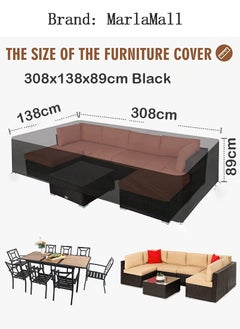 MarlaMall Outdoor Furniture Cover 308x138x89cm Black 210D  - Image 2