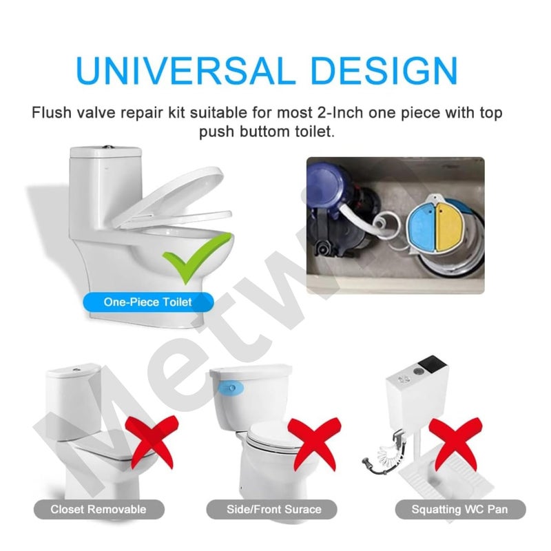METWIN 8 Inch Universal Dual Flush Toilet Valve – Water-Saving Push Button Flush Mechanism for 2-Piece and One-Piece Toilets | Adjustable Height | Easy DIY Installation | Compatible with 38mm Hole - Image 4