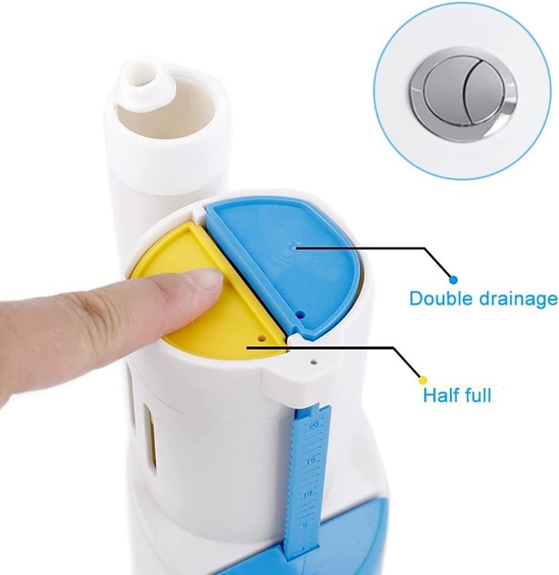 METWIN 8 Inch Universal Dual Flush Toilet Valve – Water-Saving Push Button Flush Mechanism for 2-Piece and One-Piece Toilets | Adjustable Height | Easy DIY Installation | Compatible with 38mm Hole - Image 3