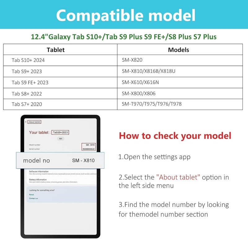Procases Rugged Case For 12.4" Galaxy Tab S10+ 2024/ Tab S9 Plus 2023/ S9 Fe+ / S8 Plus 2022/ S7 Fe 2021/ S7 Plus 2020 With S Pen Holder, Heavy Duty Shockproof Protective Cover With Hand Strap -Black - Image 2
