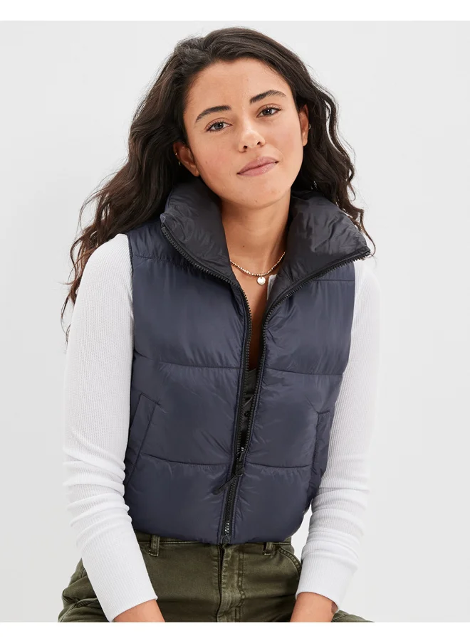 American Eagle AE Cropped Reversible Puffer Vest
