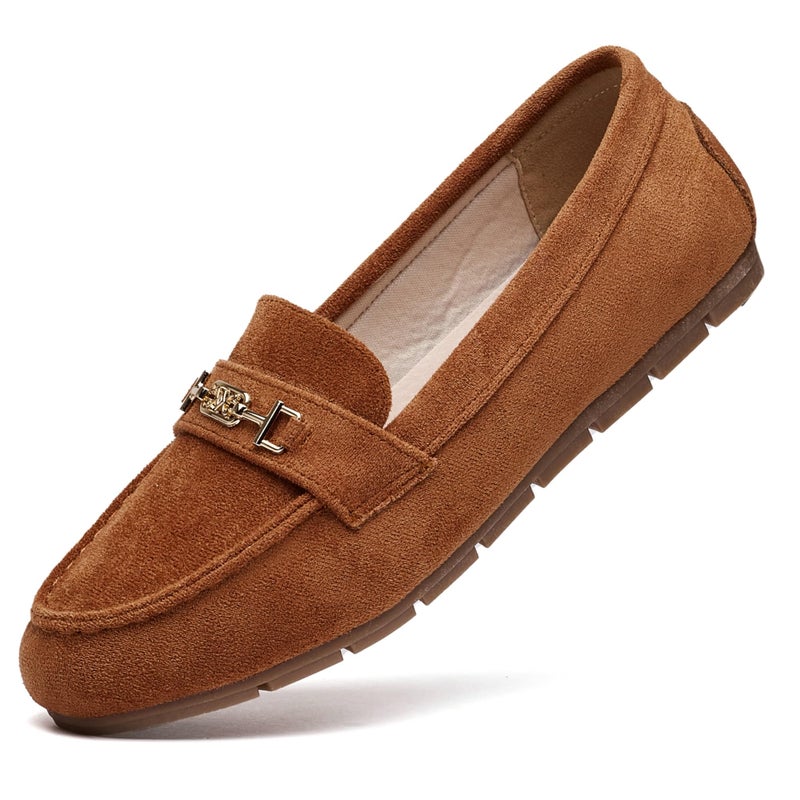 DeYashopin Women's Loafer Shoes Leisure Slip On Work Shoes Comfort Walking Flats Camel 8 - Image 1