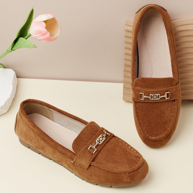 DeYashopin Women's Loafer Shoes Leisure Slip On Work Shoes Comfort Walking Flats Camel 8 - Image 3
