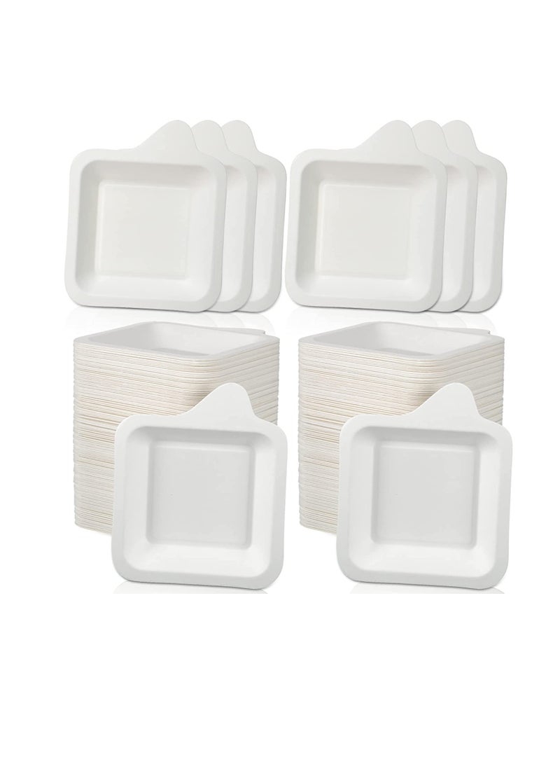 SYOSI Paper Dessert Plates, Small Disposable Plates Paper Plates Bulk, White Cake Appetizer Paper Plates, White Square Plates Dessert Plates Cake Paper Plates, Snack Plates 50PCS - Image 1