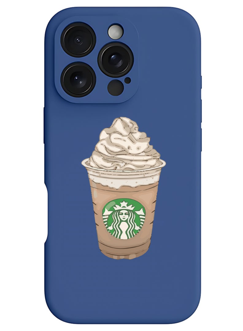 Theodor iPhone 16 Pro Max Blue Protective Slim Fit Case Liquid Silicone Cover with Full Body Protection Anti-Scratch Shockproof Case For iPhone - coffee-smile - Image 1