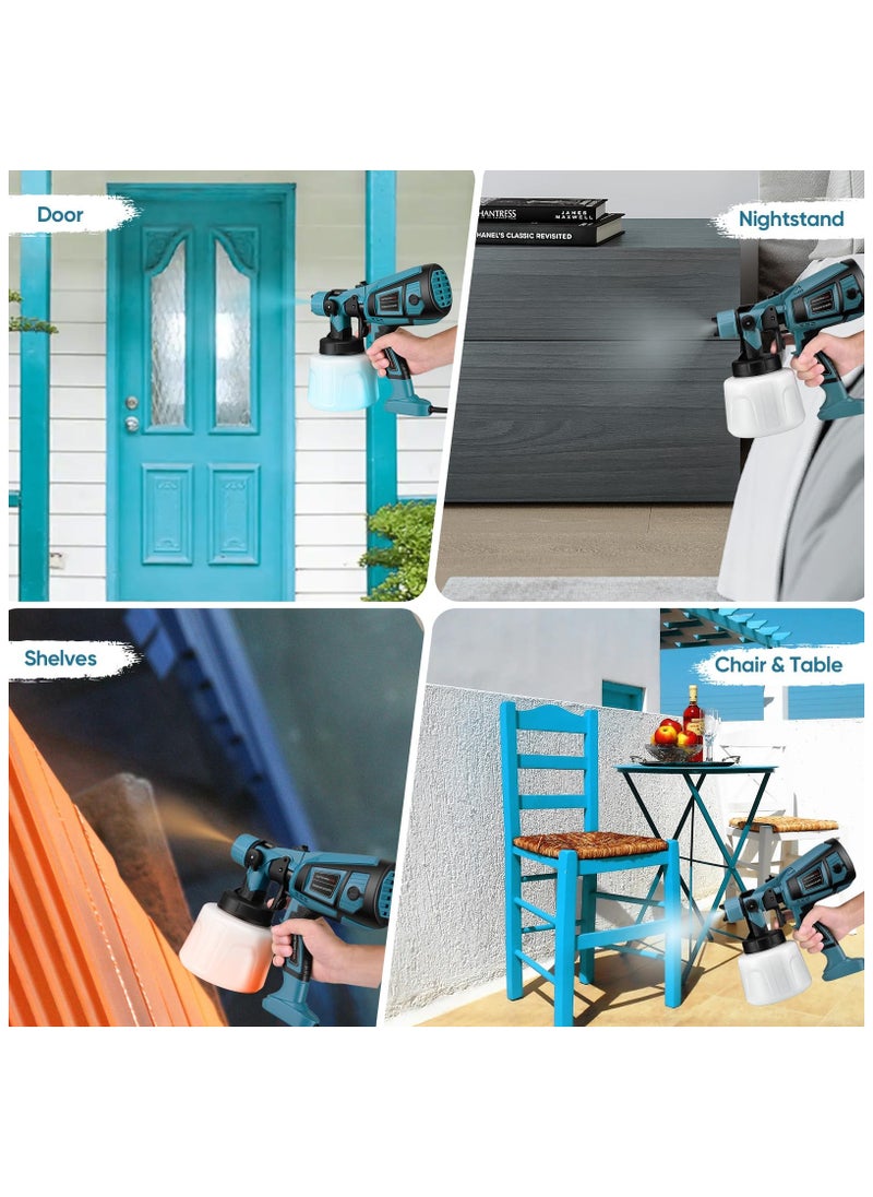 Paint Sprayer, 800W HVLP Paint Spray Gun,1400ml Electric Paint Gun with 4 Nozzles and 3 Patterns,For Furniture, Cabinets, Fence, Walls, Door, Garden Chairs