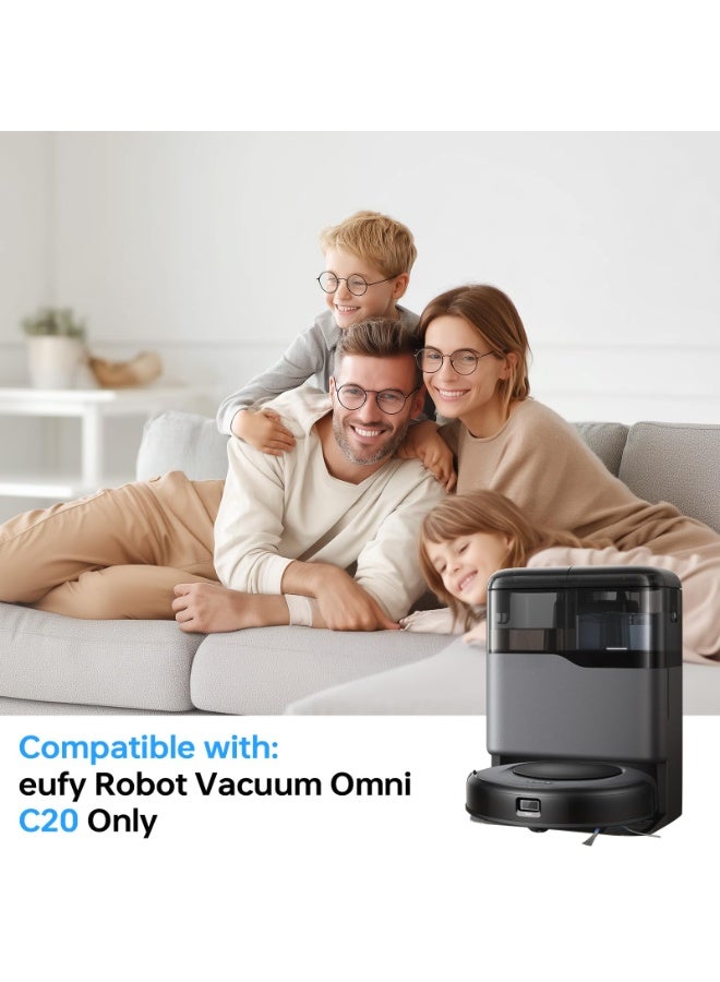 اكسيسن 34 قطعة من الملحقات البديلة لمكنسة Eufy Omni C20، تشمل قطع الغيار 2 فرشاة رئيسية، 8 فرش جانبية، 8 أكياس غبار، 8 وسادات ممسحة، 8 فلاتر قابلة للغسل - Image 2